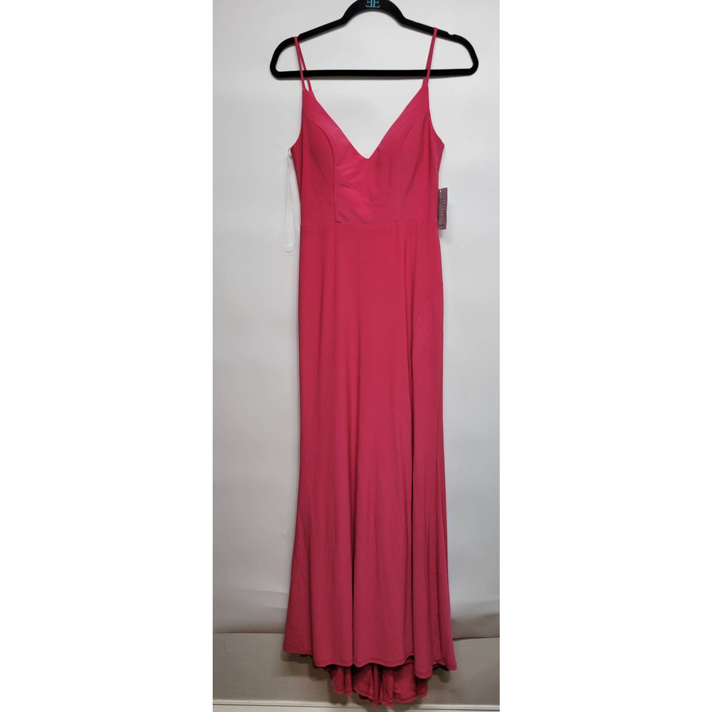 Jump Apparel Pink Plunging Long Evening Gown Size Small